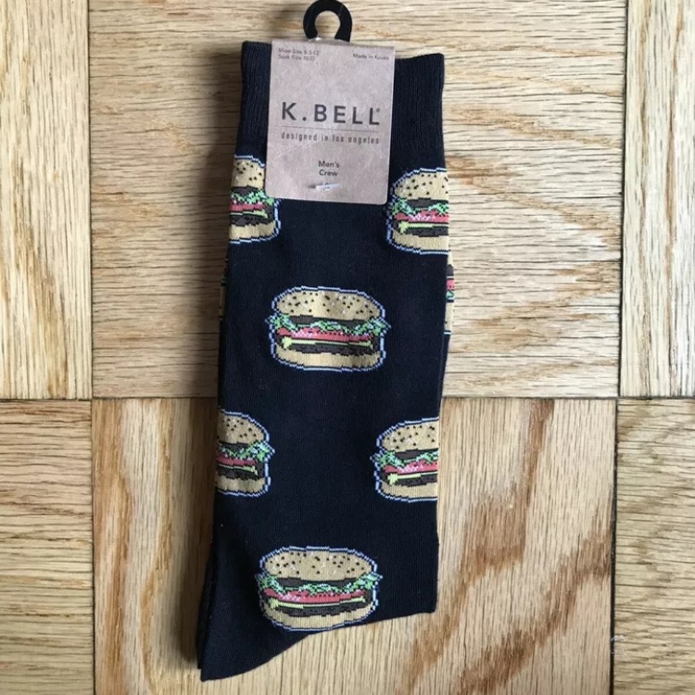 K. Bell Men’s  Fun Hamburger Socks Father’s Day